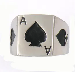 FANSSTEEL gioielli vintage da uomo o da donna in acciaio inossidabile SIGNET CLASSIC POKER SPADE A LUCKY RING 13W77254L2531070