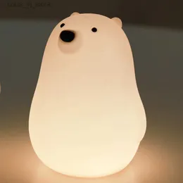 Night Lights LED Night Lamp Kawaii Bear Touch Sensor Cat Silicone Animal Lantern Bedside Bedroom Decorative Light for Kid Baby Gift Dropship YQ231214