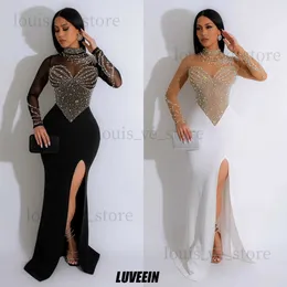 Urban Sexy Dresses Rhinestone Mesh Sheer Dress 2023 Bodycon Cocktail Ladies Drity Dresses Elegant Luxury Sexy Club Party Black Evening Dresses T231214