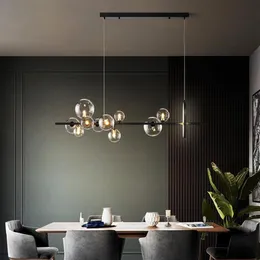 الثريات Nordic Art Deco Glass Bubbles Fiptire الإضاءة الثريا بعد Luminaria الحديثة LED لغرفة الطعام المعيشة 182i