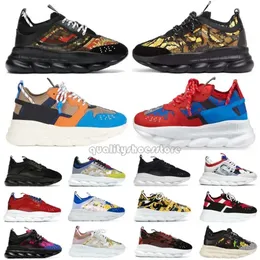 vercace chain Designer Men Women Chain Reaction Casual Shoes chain shoes Triple White Black Twill Orange Blue Sneakers Sports