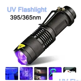 Flashlights Torches Flashlights Torches Led Uv Traviolet Torch With Zoom Function Mini Black Light Pet Urine Stains Detector Scorpion Dhqcb