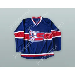 Aangepaste SPOKANE CHIEFS BLAUWE HOCKEY JERSEY NIEUWE Top gestikt S-M-L-XL-XXL-3XL-4XL-5XL-6XL