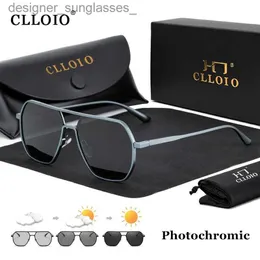 Okulary przeciwsłoneczne Clloio Nowa moda aluminiowa fotochromowe okulary przeciwsłoneczne mężczyźni kobiety spolaryzowane okulary przeciwsłoneczne Chameleon Anti-Blare Driving Oculos de Soll231214
