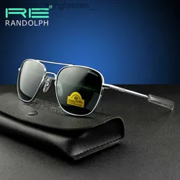 Okulary przeciwsłoneczne Najwyższa jakość amerykańskiej armii wojskowej Randolph Re Sunglasses Glass Lens Men Projektant Marka Kieliszki Słońce Driving Malel231214