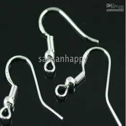 500PCS 925 Sterling Silver Earring Findings Fishwire Hooks Jewelry DIY 15mm fish Hook Fok Coil Ear Wire2828