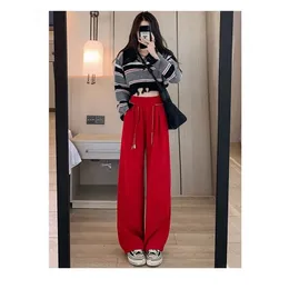 Women's Pants s Leg Trousers Female Autumn Winter Niche Design Sense High Waisted Dragline Straight Corduroy Thick Woman Clothing 231213