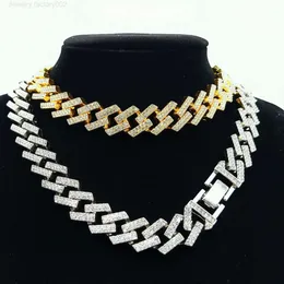 2021 New Trendy 15mm Men Miami Cuban Link Chain Necklace Jewelry Rhinestone Alloy Gold Plated Cuban Link Chain Necklaces