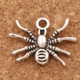 Rastejando 3D Aranha inseto Charme Beads 200 pçs / lote 19 3x15mm Antigo Pingentes de Prata Moda Jóias DIY Fit Pulseiras Colar Earr267t