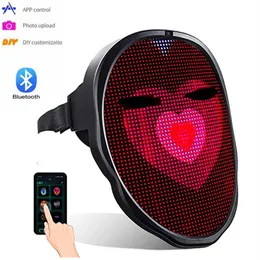 Bluetooth LED Mask Masquerade Toys App Control RGB Light Up Programmerbar DIY Picture Animation Text Halloween Christmas Carnival C258P