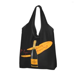 Sacos de compras Champagne VCP Clicquots Grande Reutilizável Lavável Dobrável Veuve Mercearia Leve Presente Eco Durável