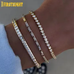 Chain Iced Out Bling Tennis Chain Bracelet Stone Stone Charm Bangle Luxury Gold Color CZ Zircônia cúbica Jóias femininas 231214