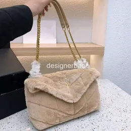 2023 sacos de ombro peludo designer saco tote inverno pele puffer corrente bolsa luxo mulher macio quente lou ombro pochette bolsa