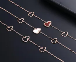 luxury brand gourd designer charm bracelets for women white red black shell shining crystal bling diamond 18K gold simple bracelet9715559