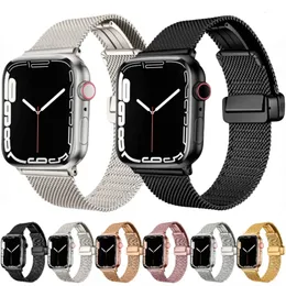 Magnetic Loop strap for apple watch band ultra 49mm 45mm 44mm 40mm 41mm 42-38mm Milanese bracelet iwatch series 9 8 7 6 SE 5 4 3