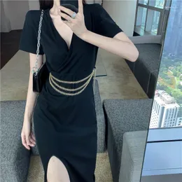 Casual Kleider Frauen 2023 schwarz V-ausschnitt Kleid Frühling Und Sommer Lange frauen Kleidung Vestido De Mujer
