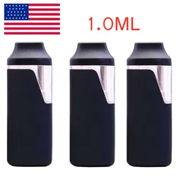 1.0ml Vape Pen USA STOCK Disposable E-cigarette Pod Carts Thick Oil Empty Blank Box Shaped Pens Rechargeable 280mah Battery Ceramic Coil Vaporizer 200pcs/lot