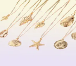 Nova moda de ouro concha estrela do mar pingente colar para mulheres boêmio cowrie concha gargantilha colares pingentes feminino oceano jóias 4640613