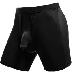 Cuecas Mens Underwear Boxers Shorts Modal Calcinha Homem Sólido Respirável Separação Bolsa Longa Perna Cueca Calzoncillos