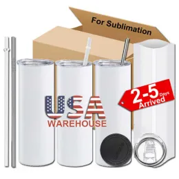 20oz Double Wall Vaccum Insulated Stainless Steel Mugs 20 oz Blanks Sublimation Straight Tumbler With Lid and Straw 1214