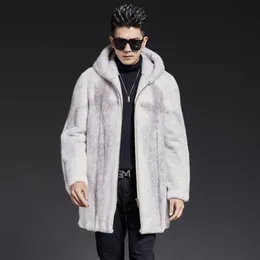 남자 재킷 부유 한 브랜드 겨울 자켓 따뜻한 가짜 모피 코트 남자 후드 두꺼운 플러스 크기 지퍼 디자이너 의류 231214