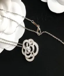 Luxusschmuck Halskette CAMELIA Anhänger Diamant Pullover 925 Sterling Silber rhodiniert Designer dünne Kette Damen Halsketten fa1304381