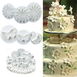 Newest 10sets Flower Leaf Shapes 33pcs Sugarcraft Plungers Cutters rolling pin Cake Decorating Tools DOOKIES molds274S