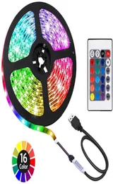 Remsor LED TV -bakgrundsbelysning 656ft USB Strip Light RGB Multicolour med fjärrkontroll för bärbar datorkök spegel hembelysning3264892