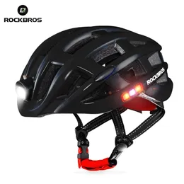 Luzes de bicicleta ROCKBROS Capacete de luz de bicicleta à prova d'água Carga USB Ciclismo Intergralmente moldado MTB Acessórios de estrada 231213