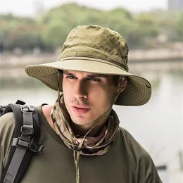 Berets Hirigin Boonie Bucket Chapéu 2022 Cap Pesca Caminhadas Caça Brim Safari Verão Homens Sol Ao Ar Livre Dobrável Pescador HatBerets309I