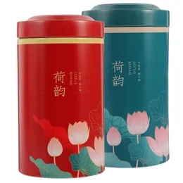 Vorratsflaschen 2 Stück Tee luftdicht kann Zuhause schmücken Weißblech Desktop-Behälter Haushaltsglas Teeblatt