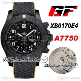 GF XB0170E4 ETA A7750 Cronógrafo Automático Vulcão Polímero Especial Mens Watch PVD Mostrador Preto Nylon Couro PTBL Super Edition Pur238r