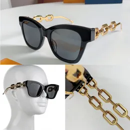 Designer Luxus Damen Rand große quadratische Sonnenbrille Hausstil Metallkettenglied Spiegelbeine Kettenglied mit floralem Logo Schnitzerei Farbverlauf Z1631 Freizeiturlaub