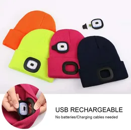 Other Sporting Goods C5 LED Beanie Headlamp Hat with Light for Kids Unisex USB Rechargeable Up Adjustable Brightness Cap Winter Flashlight 231213