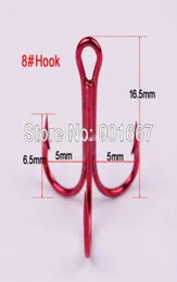 500pcLot New Red Color Fishing Equipment 8 Fishing Hook High Carbon Steel Treble Hooks Fishing Tackle 3117341