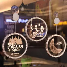 Cordas LED Night Light Ramadan Lâmpada Pendurada Festival Muçulmano Castelo Lua 3D Mubarak Decoração Interior Atmosfera 16cm e 24cm2607