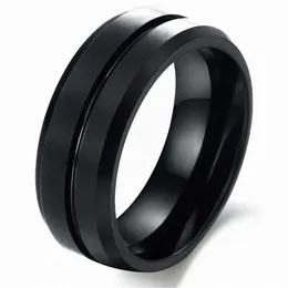 8mm Siyah Tungsten Ring Erkekler Cazibe Aly Band cilalı kenar mat fırçalanmış bitiş merkezi katılım ifadesi mücevher271c