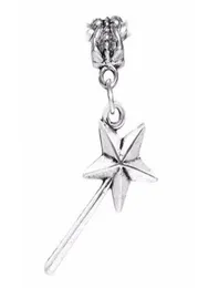 200st Magic Wand Star Fairy Princess Fairytale Dangle Charm för europeisk pärlarmband 37 x13x2mm3228706