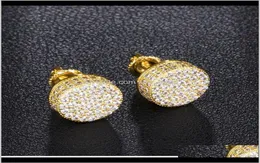 Dz Mens Hip Hop Iced Out Micro Paved Cz Round Earrings For Male Party Jewelry Brincos Cgtix Hbprt7241858