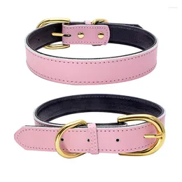 Dog Collars Leather Collar Adjustable Pet With Zinc Alloy Soft PU Padded For Small Medium Dogs Cats