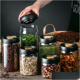 Liquid Soap Dispenser Vacuum Coffee Beans Storage Bottles Creative Sealed Glass Bottle Tank Food Grains Container Can Mason Jar Tran Dhk8H