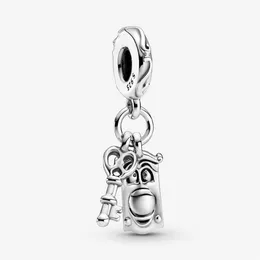Ny ankomst 100% 925 Sterling Silver Key Door Knob Dangle Charm Fit Original European Charm Armband Fashion Jewelry Accessories2722