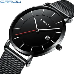 CRRJU silm Männer sport Uhren Business Wasserdicht Einfache Geschenk Armbanduhren Männlich Relogio Masculino Männer schwarz Clock331B