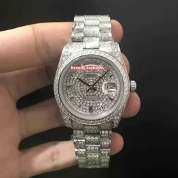 Orologio da polso da uomo con diamanti di ghiaccio Orologio in acciaio inossidabile argento Orologio con cinturino in diamanti con lunetta in diamanti Orologio sportivo meccanico automatico310r