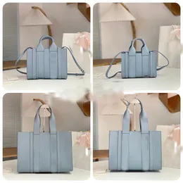 여성용 클로즈를위한 디자이너 토트 가방 작은 연한 파란색 핸드백 거울 고품질 가죽 우드디 디자이너 숄더백