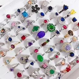 Micro Inlaid Semi-Precious Stone Rings Colored Zirconium Ring Real Gold Plated Without Fading Fashion 925 Mixed Batch Female313k