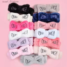 Kopfbedeckung Haarschmuck 2023 New OMG Letter Coral Fleece Wash Face Bow Haiands Für Frauen Mädchen Stirnbänder Kopfbedeckung Haarbänder Tuan HaarschmuckL231214