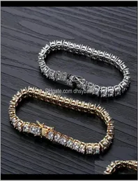 Designer Hip Hop Jewelry Men Diamond Tennis Bracelet Iced Out Bling Bangles Love Luxury Charm Bracelets Pour Hommes Gold S7891985