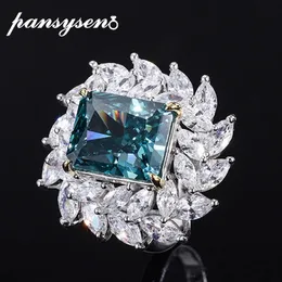 Band Rings Pansysen Vintage 100 925 Sterling Silver Tourmaline Aquamarine محاكاة الذكرى السنوية