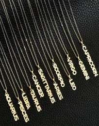 Personalized 12 zodiac sign necklaces18 K gold plated rose gold silverfactory wholesalstainless steel jewelry for womenmen4434555